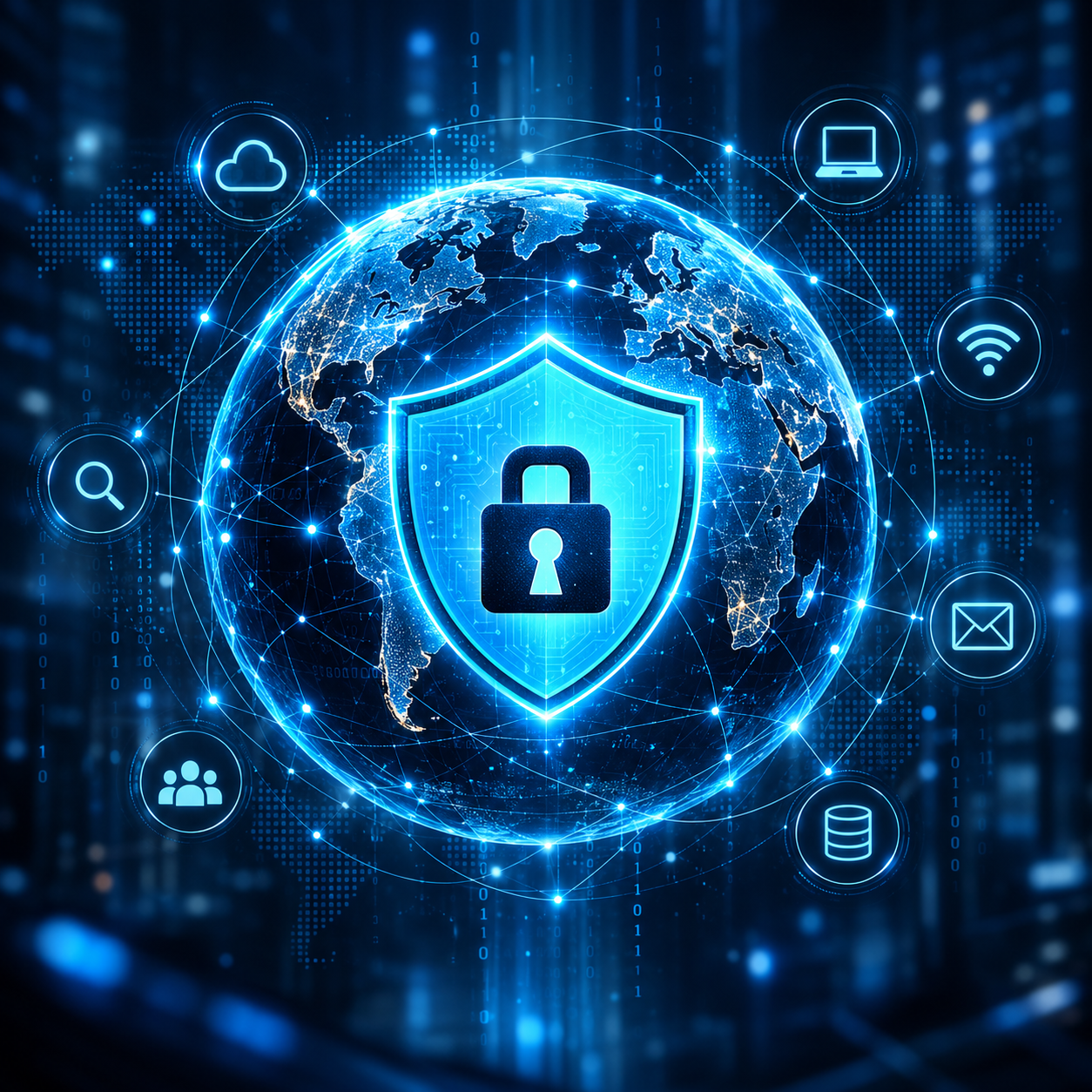 Global network protected by a security shield